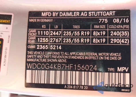 2017 Mercedes-Benz Glc 300 4Matic z USA, uszkodzony, nr VIN WDC0G4KB7HF156024